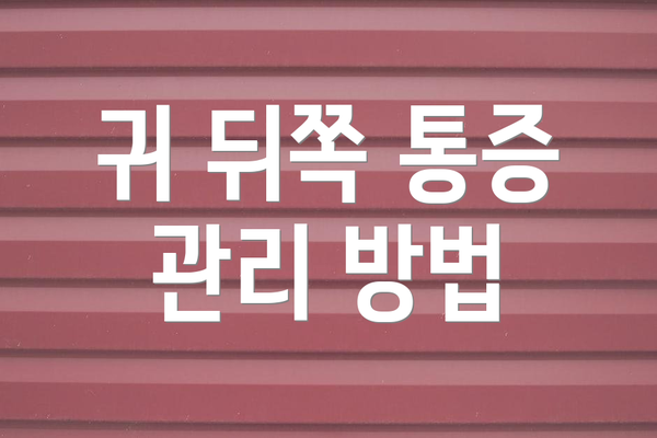 귀 뒤쪽 통증 관리 방법