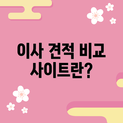 이사 견적 비교 사이트란?