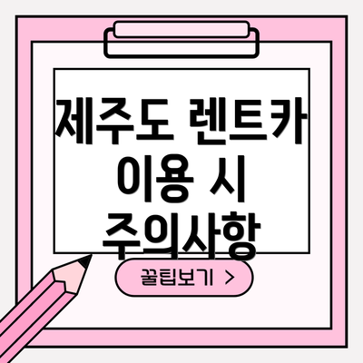 제주도 렌트카 이용 시 주의사항