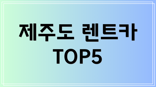 제주도 렌트카 TOP5