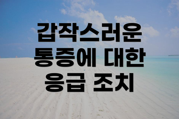 갑작스러운 통증에 대한 응급 조치