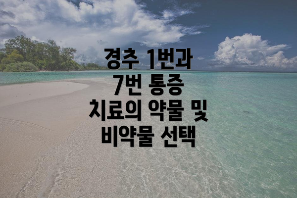 경추 1번과 7번 통증 치료의 약물 및 비약물 선택