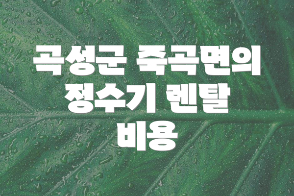 곡성군 죽곡면의 정수기 렌탈 비용