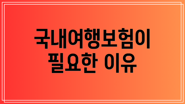 국내여행보험이 필요한 이유
