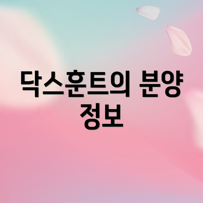 닥스훈트의 분양 정보