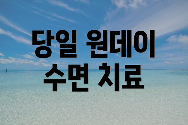 당일 원데이 수면 치료