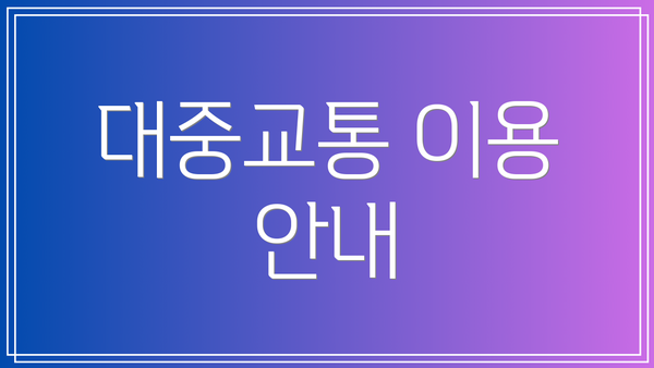 대중교통 이용 안내
