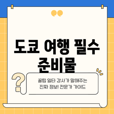 도쿄 여행 필수 준비물