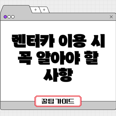 렌터카 이용 시 꼭 알아야 할 사항