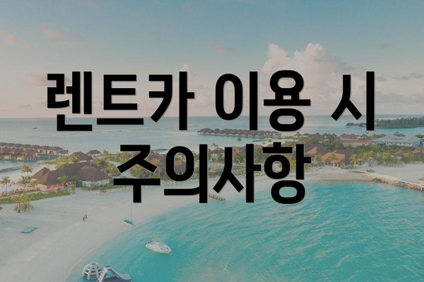 렌트카 이용 시 주의사항