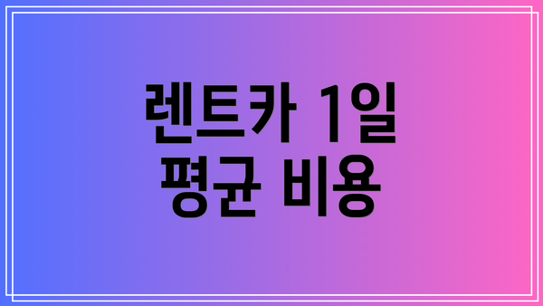렌트카 1일 평균 비용