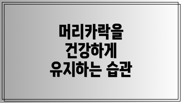 머리카락을 건강하게 유지하는 습관
