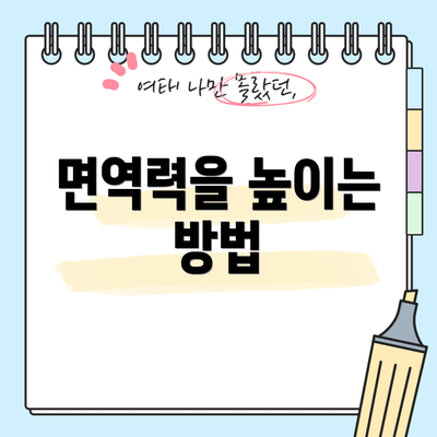 면역력을 높이는 방법