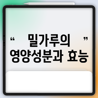 밀가루의 영양성분과 효능