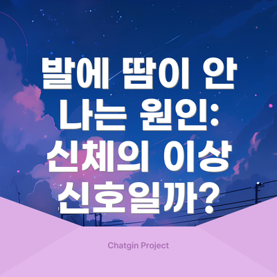 발에 땀이 안 나는 원인: 신체의 이상 신호일까?