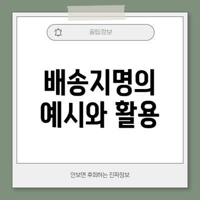 배송지명의 예시와 활용