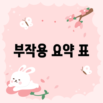 부작용 요약 표