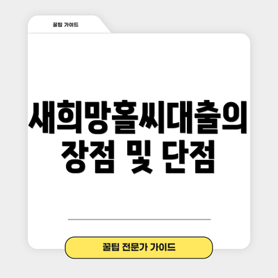 새희망홀씨대출의 장점 및 단점