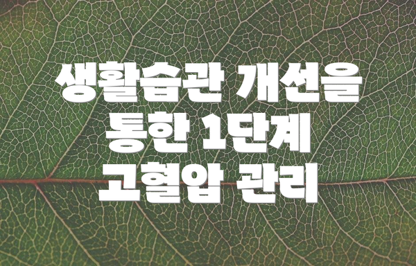 생활습관 개선을 통한 1단계 고혈압 관리