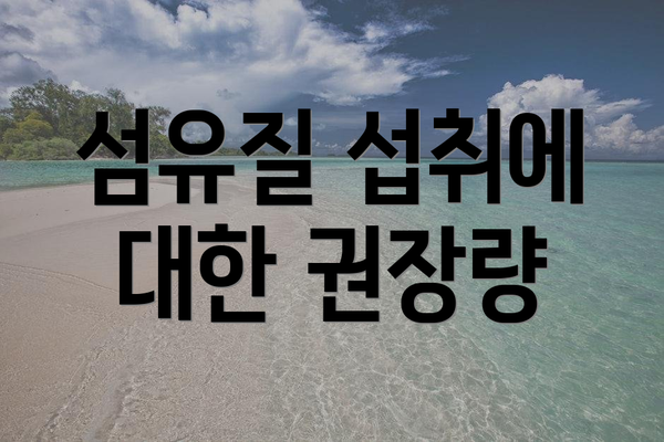 섬유질 섭취에 대한 권장량