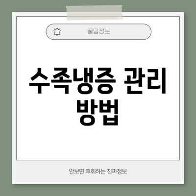 수족냉증 관리 방법