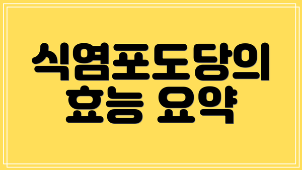 식염포도당의 효능 요약