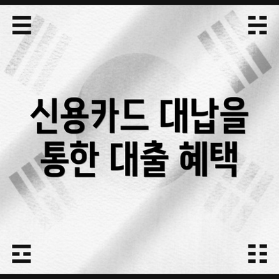 신용카드 대납을 통한 대출 혜택