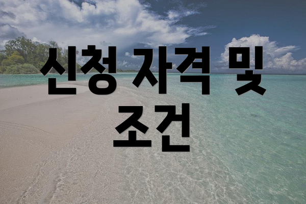 신청 자격 및 조건