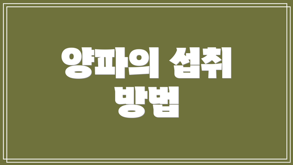 양파의 섭취 방법
