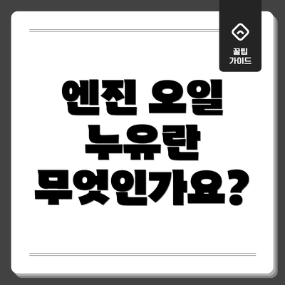 엔진 오일 누유란 무엇인가요?