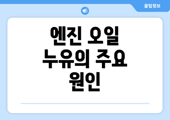 엔진 오일 누유의 주요 원인