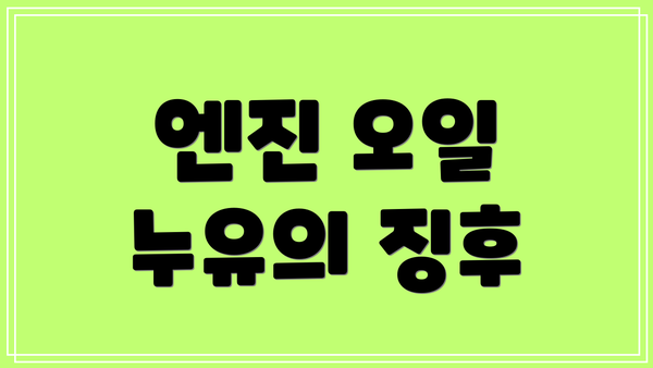 엔진 오일 누유의 징후