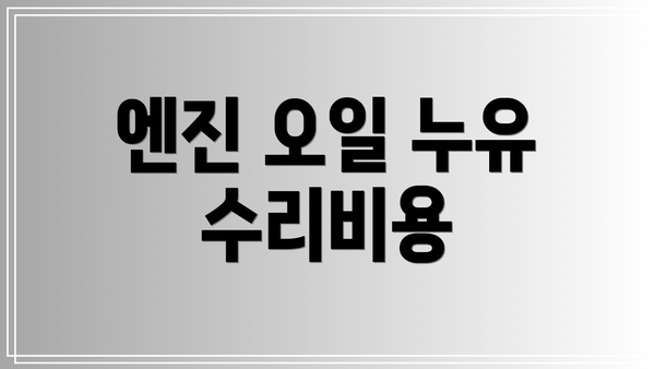 엔진 오일 누유 수리비용