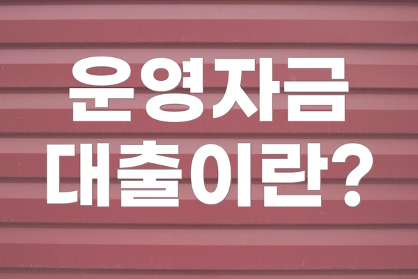 운영자금 대출이란?