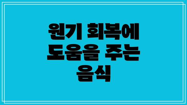 원기 회복에 도움을 주는 음식