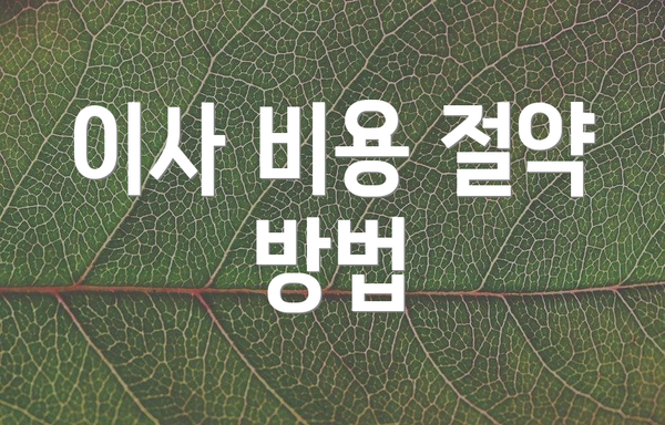 이사 비용 절약 방법