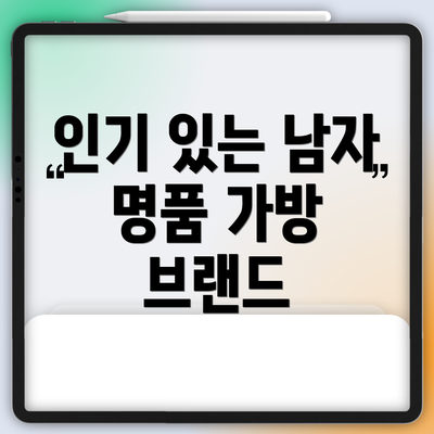 인기 있는 남자 명품 가방 브랜드