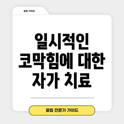 일시적인 코막힘에 대한 자가 치료