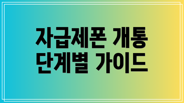 자급제폰 개통 단계별 가이드