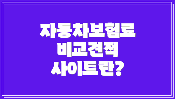 자동차보험료 비교견적 사이트란?