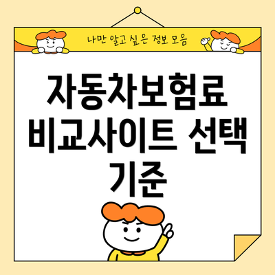 자동차보험료 비교사이트 선택 기준