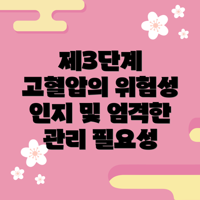 제3단계 고혈압의 위험성 인지 및 엄격한 관리 필요성