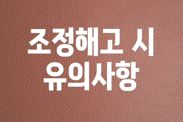 조정해고 시 유의사항