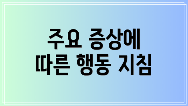 주요 증상에 따른 행동 지침