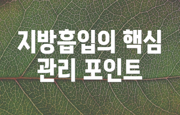 지방흡입의 핵심 관리 포인트