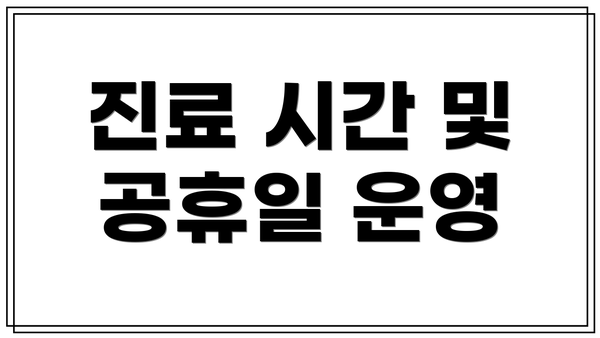 진료 시간 및 공휴일 운영