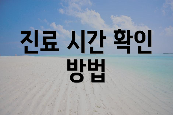 진료 시간 확인 방법