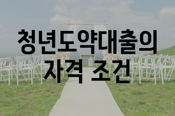 청년도약대출의 자격 조건