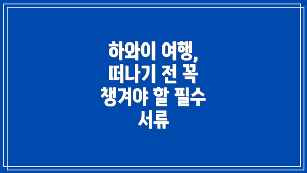 하와이 여행, 떠나기 전 꼭 챙겨야 할 필수 서류