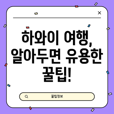 하와이 여행, 알아두면 유용한 꿀팁!